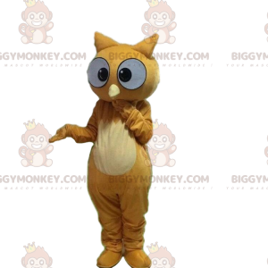BIGGYMONKEY™ mascot costume of astonished looking brown owl