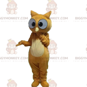 Traje de mascote BIGGYMONKEY ™ de coruja marrom com aparência