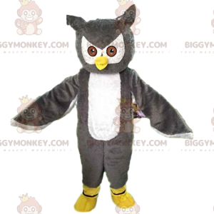 Giant and Impressive Gray and White Owl BIGGYMONKEY™ Mascot