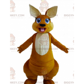Brun känguru med söta blå ögon BIGGYMONKEY™ maskotdräkt -