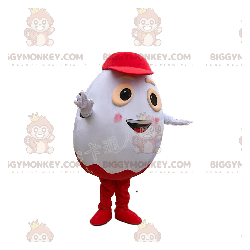 BIGGYMONKEY™ mascot costume of Kinder egg, famous white and red