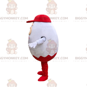 BIGGYMONKEY™ maskotdräkt av Kinderägg, berömt vitt och rött