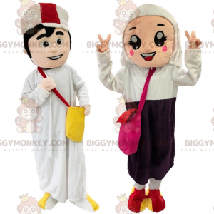 2 mascote do BIGGYMONKEY™, homem e mulher orientais, casal