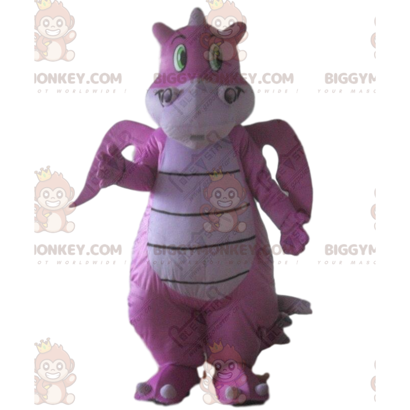 Traje de mascote de dragão rosa BIGGYMONKEY™, fantasia de Traje de mascote de dragão rosa BIGGYMONKEY™, fantasia de
