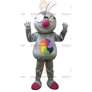 Metallisk grå BIGGYMONKEY™-maskotkostume for en techno-stemning