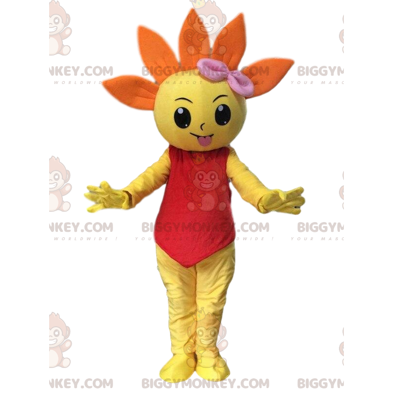 Orange og gul kæmpeblomst BIGGYMONKEY™ maskotkostume Orange og gul kæmpeblomst BIGGYMONKEY™ maskotkostume