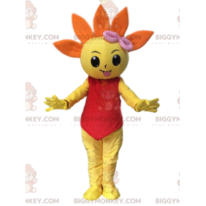 Costume de mascotte BIGGYMONKEY™ de fleur géante orange et