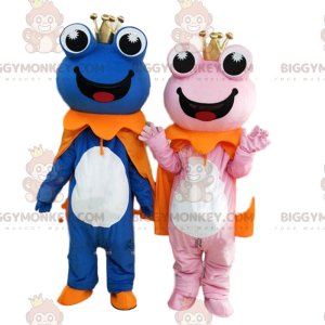 2 BIGGYMONKEY™s mascot of blue and pink frogs, couple of frogs