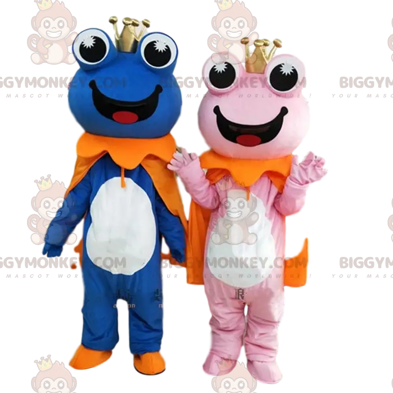 2 BIGGYMONKEY™-maskotti sinistä ja vaaleanpunaista sammakkoa 2 BIGGYMONKEY™-maskotti sinistä ja vaaleanpunaista sammakkoa
