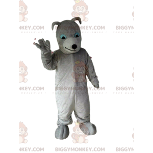 Fully Customizable Gray Dog BIGGYMONKEY™ Mascot Costume, Gray