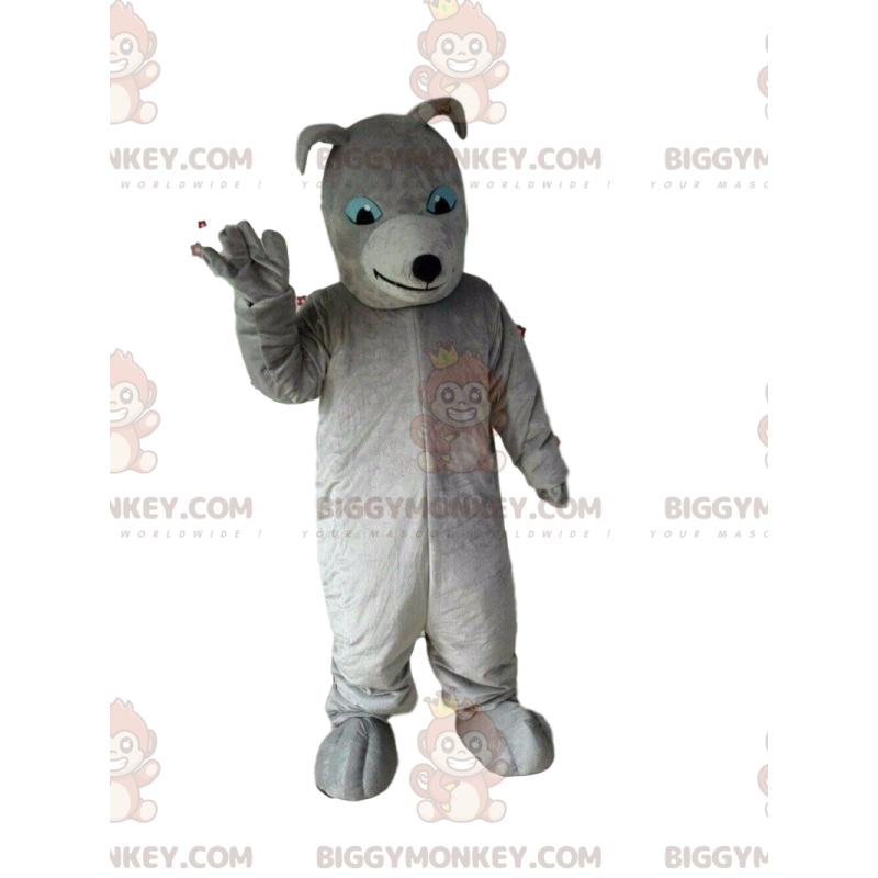 Fuldt tilpasselig grå hund BIGGYMONKEY™ maskot kostume, grå