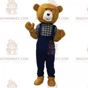 Καφέ βελούδινη στολή μασκότ BIGGYMONKEY™ ντυμένη με φόρμες -