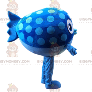Blue fish BIGGYMONKEY™ mascot costume, plump and funny, big