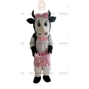 Kostým maskota bílé, černé a růžové krávy BIGGYMONKEY™, kostým