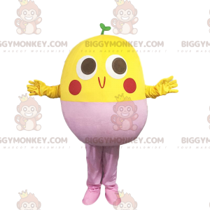 BIGGYMONKEY™ mascot costume yellow and pink bird, soybean