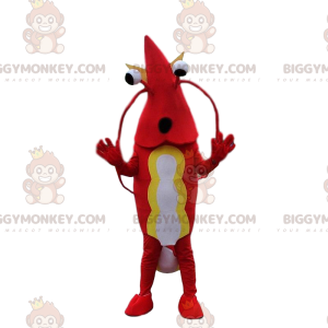 BIGGYMONKEY™ mascot costume red and white shrimp, lobster
