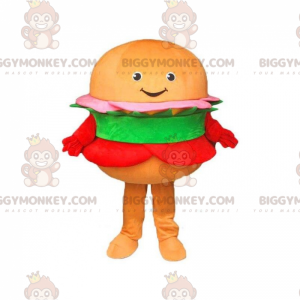 Orange hamburger BIGGYMONKEY™ mascot costume, hamburger costume