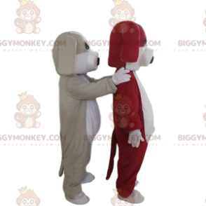 2 BIGGYMONKEY™s mascot dogs, one gray and white and one red and