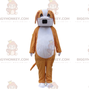 Orange and White Dog BIGGYMONKEY™ Mascot Costume, Two Tone