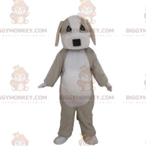 Helt anpassningsbar grå och vit hund BIGGYMONKEY™ maskotdräkt -