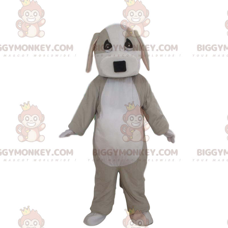 Costume de mascotte BIGGYMONKEY™ de chien gris et blanc