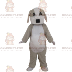 Costume de mascotte BIGGYMONKEY™ de chien gris et blanc