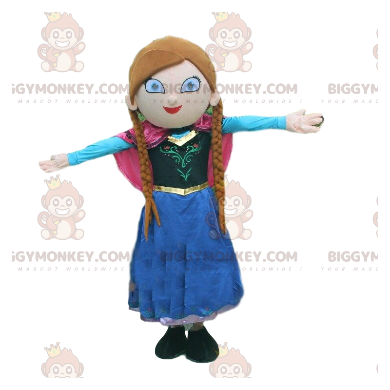 Princess BIGGYMONKEY™ Mascot Costume with Braids and Cute