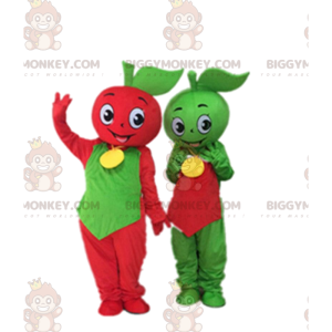 Duo de mascottes BIGGYMONKEY™ de pommes vertes et rouges