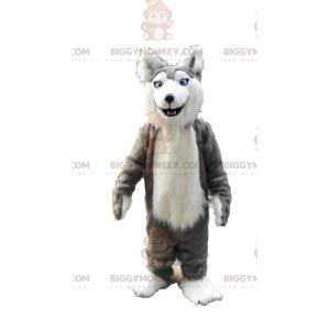 Maskotka BIGGYMONKEY™ z szarego i białego husky, kostium psa