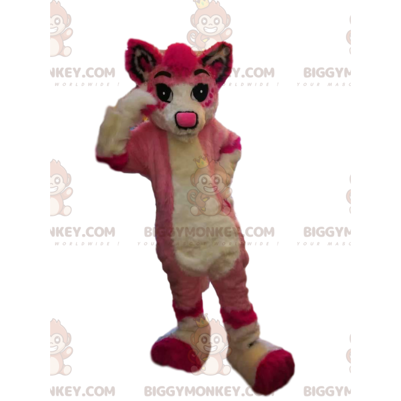 BIGGYMONKEY™ Pink Hundemaskotkostume, Plys Hundekostume - BIGGYMONKEY™ Pink Hundemaskotkostume, Plys Hundekostume -