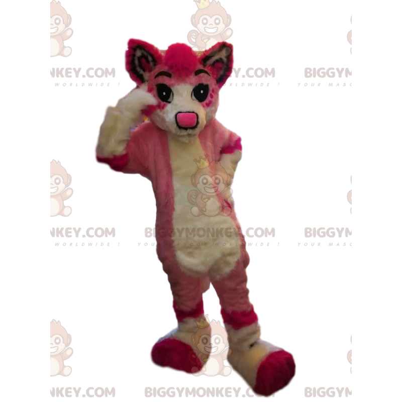 BIGGYMONKEY™ ροζ στολή μασκότ σκύλου, βελούδινη στολή θηλυκού