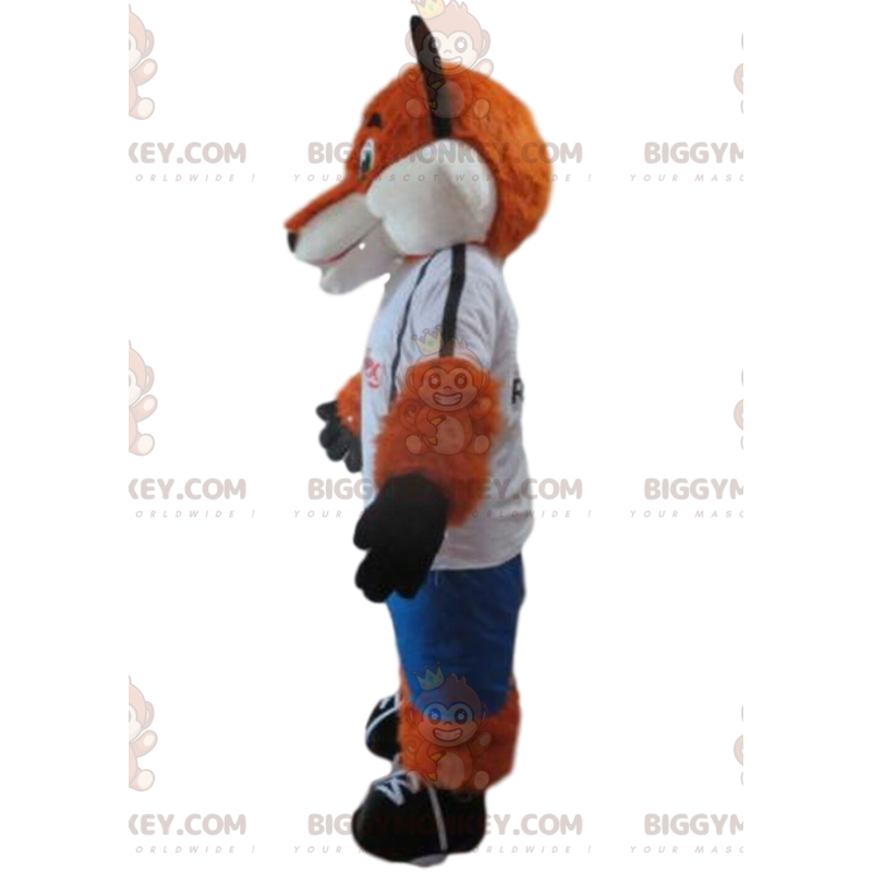 Costume da mascotte BIGGYMONKEY™ Fox arancione e bianco in Costume da mascotte BIGGYMONKEY™ Fox arancione e bianco in