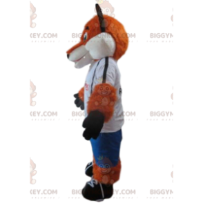 Disfraz de mascota de zorro naranja y blanco BIGGYMONKEY™ en ropa deportiva - Mascotas zorro - BiggyMonkey.com