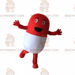 Red and white pill BIGGYMONKEY™ mascot costume, medicine