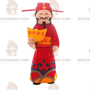 Asian Man BIGGYMONKEY™ Mascot Costume, God of Wealth, Asia