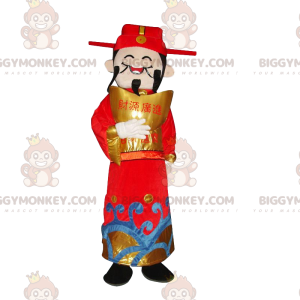 Asiatisk mand BIGGYMONKEY™ Maskotkostume, God of Wealth, Asia
