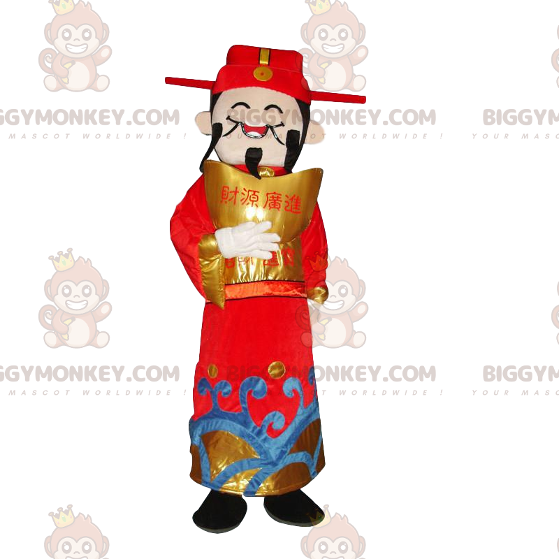 Asiatisk mand BIGGYMONKEY™ Maskotkostume, God of Wealth, Asia