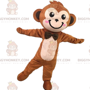 Sød og stilfuld brun abe BIGGYMONKEY™ maskot kostume, abe