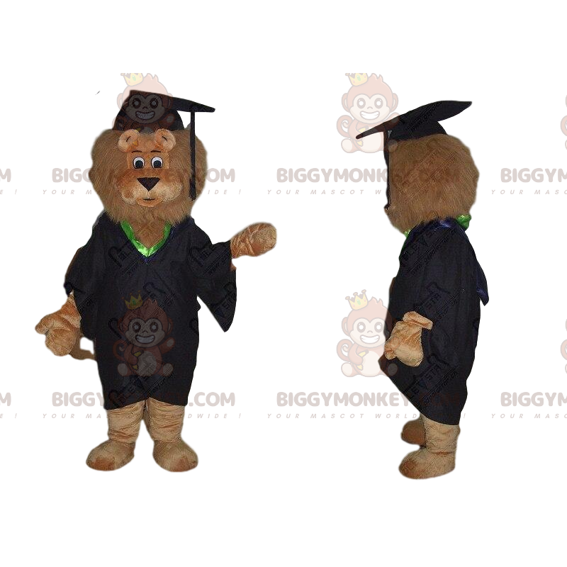 Disfraz de mascota de león marrón BIGGYMONKEY™ vestido como un Disfraz de mascota de león marrón BIGGYMONKEY™ vestido como un