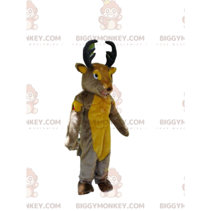 Kostium Maskotki BIGGYMONKEY™ Szary i Żółty Jeleń z Dużym Kostium Maskotki BIGGYMONKEY™ Szary i Żółty Jeleń z Dużym