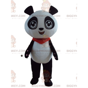 Kostým maskota BIGGYMONKEY™ černé a bílé pandy s červeným