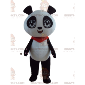 BIGGYMONKEY™ Mascot Costume of Black and White Panda with Red