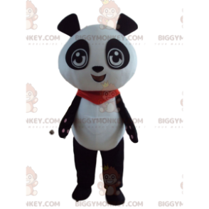 Kostým maskota BIGGYMONKEY™ černé a bílé pandy s červeným