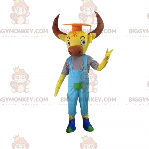 BIGGYMONKEY™ Costume da mascotte Bufalo giallo con grandi corna