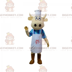 BIGGYMONKEY™ mascot costume cow in chef outfit, cook costume -