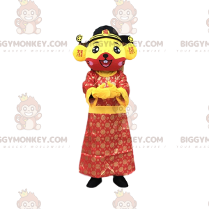 BIGGYMONKEY™ Mascot Costume of Yellow and Red Mouse Wearing