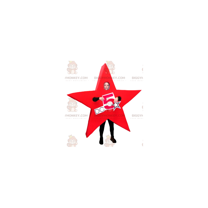 Disfraz de mascota estrella roja gigante BIGGYMONKEY™ - Disfraz de mascota estrella roja gigante BIGGYMONKEY™ -