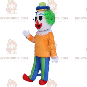 BIGGYMONKEY™ Multicolor Clown Mascot Costume with Green Wig -