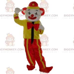 Disfraz de mascota BIGGYMONKEY™ de payaso amarillo y rojo