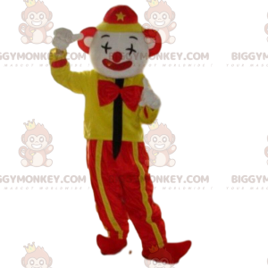 Κίτρινο και κόκκινο κλόουν στολή μασκότ BIGGYMONKEY™, Στολή μασκότ BIGGYMONKEY™ Circus - Μασκότ τσίρκου - BiggyMonkey.com